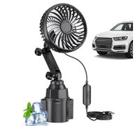 Fan For Car - Cup Holder Single Head Rotatable Electric Cooling Fan | Low Noise Vehicle Air Circulation Device For Comfort Driving | Car Cup Holder F́an F́or Sedan SUV Truck RV Camping And Road Trips