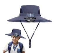 Fan Hat, Solar Power Cap, Breathable Children Hat, UV Protection Headwear, 20.47-21.65 in, Fast Drying, Adjustable Headdress for Beach Trips Camping Hiking Fishing Outdoor Sports