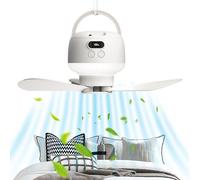 Fan Light - 9.29x4.92x3.54 Inch 1200mAh Adjustable Portable Rechargeable Fan With Light & Remote, Silent USB Hanging Cooler Fans With Digital Display For Bedroom Kitchen Camping