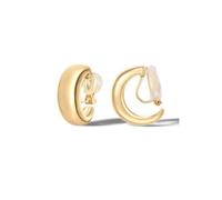 FAN&LOUIS Pendientes de aro chapados en oro de 14 quilates, chapados en oro grueso, pequeños aretes de clip para mujer, aretes de aro redondos pequeños y anchos, Latón Cobre Silicona, Sin piedra