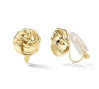 FAN&LOUIS Pendientes de clip para mujer, aretes de oro de 14 quilates con nudo de amor, ligeros, no perforados, regalos para mujer