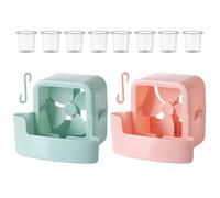 Fan Mist Adapter, Ice Fan Attachment, 2 Pieces Battery Operated Compact Hook Feature Lightweight Easy Setup Recyclable Cups, Hangable Cooler for Home Indoor Summer, 4.33*3.54*3.54Inches, Pink, Green