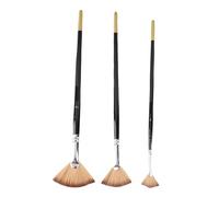 Fan Paint Brush Set 3Pcs Long Handle Soft Bristles Artist Fan Shaped Nylon Hair Paint Brushes for Watercolor Oil Acrylic Gouache Painting Wood Nylon Wool Christmas Gifts