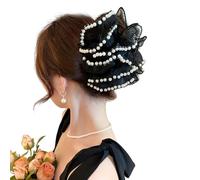 Fan Tassel Hair Claw Clip, Rhinestone Sparkling Bowknot Shark Hair Clips, Double-Sided Mesh Bubble Grip Clip Styling Accessories(B,Free size)