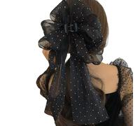 Fan Tassel Hair Claw Clip, Rhinestone Sparkling Bowknot Shark Hair Clips, Double-Sided Mesh Bubble Grip Clip Styling Accessories(H,Free size)