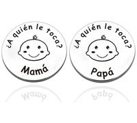 FANAOREN Regalo Bebe, Regalo Bebe Recien Nacido Niño, Moneda de Decision para Nuevos Padres, Regalo Recien Nacido, Regalos Embarazadas Originales, Regalos Mamas Primerizas (B-Plata)