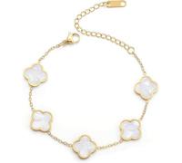 FANAOREN Regalos Originales para Mujer Pulsera Trébol 4 Hojas Acero Inoxidable Regalos Mujer Cumpleaños Dia de la Madre San Valentin Navidad regalo Amiga Madre Hermanas Novia (Dorado)