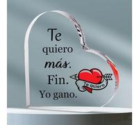 FANAOREN San Valentin Regalos Mujer Hombre, Regalo Aniversario Pareja, Placa Acrílica - Te quiero más. Regalo Pareja, Regalo Mujer Hombre Novia Novio Enamorados