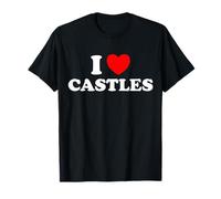 Fanático Divertido de Arquitectura de la época Medieval con Texto en inglés «I Love Castles» Camiseta