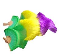 fanáticos de la danza china, Abanicos con velo de seda chino for danza del vientre, paquete 2, multicolor, varios tamaños(Sky Blue,XL-230cm)