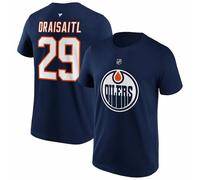 Fanatics Camiseta NHL Leon Draisaitl Edmonton Oilers, azul marino, L
