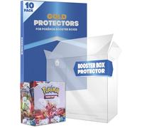 Fanatiko Pack de 10 Protectores Gold para Booster Box Pokemon- Funda Caja Pokemon 0,5mm Grosor - Protección UV para Tus Cajas PKMN