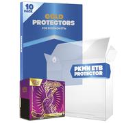 Fanatiko Pack de 10 Protectores Gold para Pokemon Elite Trainer Box - Funda Caja Pokemon ETB 0,5mm Grosor - Protección UV para tus Cajas Pokemon