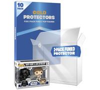 Fanatiko Pack de 5 y 10 Protectores Gold para Funko Pop 2PK- Funda Funko Pop 2-Pack de 0,5mm Grosor con Protección UV - Mantén Tus Funko Pop Impecables - Funko Pop Protector con Film Anti arañazos