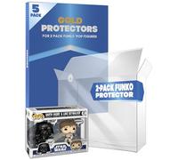Fanatiko Pack de 5 y 10 Protectores Gold para Funko Pop 2PK- Funda Funko Pop 2-Pack de 0,5mm Grosor con Protección UV - Mantén Tus Funko Pop Impecables - Funko Pop Protector con Film Anti arañazos