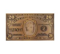 FaNaTtik Fallout: New Vegas NCR $20 Réplica de metal In-World Bill - Edición limitada de metal coleccionable, numerada, soporte de exhibición incluido