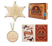 FaNaTtik Fallout Sunset - Juego de coleccionista de zarzaparrilla, edición especial de color dorado (incluye insignia de diputado, collar de tapa de botella y tarjeta Festus, licencia oficial