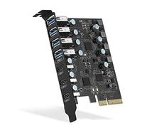FANBLACK Tarjeta PCIe a USB 3.2 Gen 2 con Ancho de Banda de 20 Gbps, 7 Puertos USB (4 Puertos USB Tipo A y 3 Puertos Tipo C), Tarjeta de expansión PCI Express (PCIe) para PC de Escritorio
