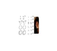 FANCH 10Pares Pendientes Acero para Mujer Hombre Pendientes Aro Pequeña Conjunto Pendientes Zircon Cadena Colgante Verdes Cartílago Helix Piercing Oreja Múltiples Perforación Hipoalergénicos Plata