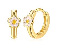 FANCH Pendientes de Aro para Mujeres Niña Pendientes Aro Margarita Dorada 18k Pequeño Pendientes Aro Cartílago Pendientes Aro Margarita Flores Ligeras Hipoalergénico para Todas las Edades Amarillo