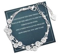 FANCIBAND Pulseras de plata de ley 925 para mujer, delicada cadena de plata ajustable, pulsera de cuentas simples, regalos para mujer, 3 in 1, Plata, Sin piedra preciosa