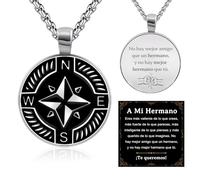 FANCIBAND Regalo Hermano Collar Hombre Acero Inoxidable 316L con Brújula Colgante, Regalos Cumpleaños para Hermanos Graduacion Regreso a la Escuela Navidad