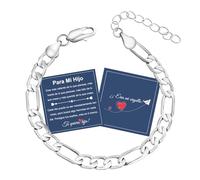 FANCIBAND Regalo para Mi Hijo Pulsera Plata Hombre Ajustable Regalos para Niños Hijo Cumpleaños Regalos para Graduacion Regalo Primera Comunion la Vuelta al Cole Navidad