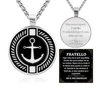 FANCIBAND Regalo San Valentín para él, plata collar hombre acero con ancla brújula, regalo hombre San Valentín cumpleaños aniversario para él marido novio, Acero inoxidable, No es una piedra preciosa
