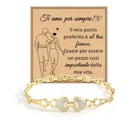 FANCIBAND Regalo San Valentín para ella, pulsera mujer plata/oro 14k ajustable, pulseras mujer corazón te amo regalo novia esposa pareja aniversario cumpleaños boda Navidad, Cobre Zinc Acero