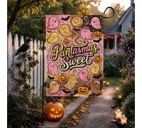 Fanciful - Bandera de jardín con cita de fantasma pastel de Halloween, 30,5 | Paleta de colores pastel, bandera de patio, detalles de Jack-o'-Lantern, tipografía fantástica, decoración de temporada al