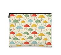 Fanciful - Bolsa de cosméticos con diseño vintage para mujer, organizador portátil de lona con cremallera, bolsa de aseo de viaje para días lluviosos, Varios colores, 7x9 Inch, Paraguas