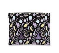 Fanciful - Bolsa de cosméticos negra con diseño de brujería vintage, bolsa de viaje para mujer, organizador portátil de lona con cremallera, bolsa de aseo para el cuidado de la piel de Halloween