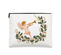 Fanciful - Bolsa de maquillaje con diseño de ángel tocando la trompeta, bolsa de viaje vintage para mujeres, organizador portátil de lona con cremallera, bolsa de aseo para el cuidado de la piel de