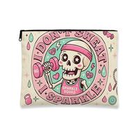 Fanciful - Bolsa de maquillaje de esqueleto, bolsa de cosméticos vintage para mujer, organizador portátil de lona con cremallera, bolsa de aseo para el cuidado de la piel, Melocotón, 7x9 Inch