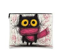 Fanciful - Bolsa de maquillaje de gato, lindo gato con ojos amarillos, bolsa de viaje para mujeres, organizador portátil de lona con cremallera, regalo divertido para festivales, Negro -, 7x9 Inch