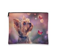 Fanciful - Bolsa de maquillaje floral con patrón de mariposa, bonita bolsa de viaje para mujeres, organizador portátil de lona con cremallera, para festivales de primavera, Melocotón, 7x9 Inch, Bolsa