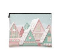 Fanciful - Bolsa de maquillaje para mujer, diseño vintage de Peach House, bolsa de viaje portátil de lona pequeña con cremallera, organizador de artículos de aseo para el cuidado de la piel, Melocotón