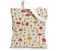 Fanciful - Bolsas de lona reutilizables con bonito patrón de hongos, bolsas de comestibles ligeras y lavables con correa para el hombro, bolsas de lona para gimnasio, viajes, playa, picnic, 13 x 15