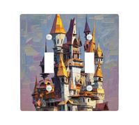 Fanciful Castle - Placa de cubierta para interruptor de luz, diseño inspirado en la fantasía para decoración del hogar, placas de pared termoplásticas, doble palanca de tamaño estándar