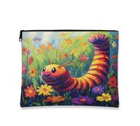 Fanciful Caterpillar - Bolsa de maquillaje colorida floral para mujer, organizador portátil de lona con cremallera, bolsa de aseo de viaje de primavera, 7 x 9 pulgadas