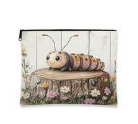 Fanciful Caterpillar - Bolsa de maquillaje para mujer, bonita bolsa de viaje floral para mujer, organizador portátil de lona con cremallera, bolsa de aseo para el cuidado de la piel de primavera, 7 x