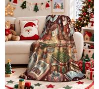 Fanciful Christmas Storybook - Manta de 101,6 x 127 cm | Tema de lectura acogedor, mantas peludas, ilustraciones de regalos fantásticos, detalles de temporada para el hogar