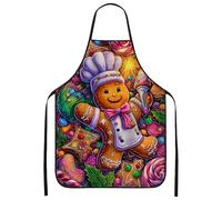 Fanciful - Delantal de hombre de jengibre para cocinar, colorido delantal de cocina para vacaciones, chef de repostería de Navidad para adultos, regalo divertido para amantes de la comida, 1 unidad
