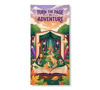 Fanciful Dinosaur Adventure Storybook - Cubiertas para puerta de 36 x 72 | Túnel de libro mágico, letrero de puerta delantera, bosque fantástico, aviones de papel coloridos, detalles de hojas de otoño