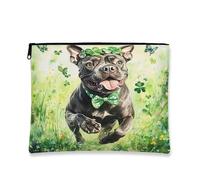Fanciful Dog - Bolsa de maquillaje para mujer, bolsa de viaje para cosméticos con estampado animal, organizador portátil de lona con cremallera, bolsa de aseo para el cuidado de la piel de primavera