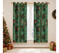 Fanciful Dragon - Cortinas opacas de Navidad, 132 x 160 cm | Galletas de jengibre, cortinas de ventana, bayas de acebo, decoración de fantasía, sala de estar, temática navideña de