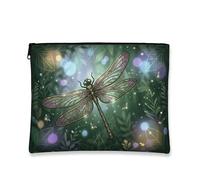 Fanciful Dragonfly - Bolsa de maquillaje inspirada en la naturaleza, bolsa de viaje para mujeres, organizador portátil de lona con cremallera, bolsa de aseo para el cuidado de la piel de primavera