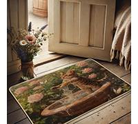 Fanciful - Felpudo con diseño de gato en el agua, color beige y marrón, para entrada al aire libre e interior, decoración de temporada, impermeable, antideslizante, absorbe el polvo, fácil de limpiar