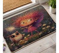Fanciful - Felpudo de hadas y búhos, tapete de entrada colorido de melocotón para todas las estaciones, decoración mágica para uso en interiores y exteriores, antideslizante y fácil de limpiar, 29 x