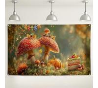 Fanciful - Fondo de bosque de hongos, fondo de fotografía de cuento de hadas otoñal, encantadora decoración de otoño para fiestas de cumpleaños infantiles, celebraciones de festivales de Acción de